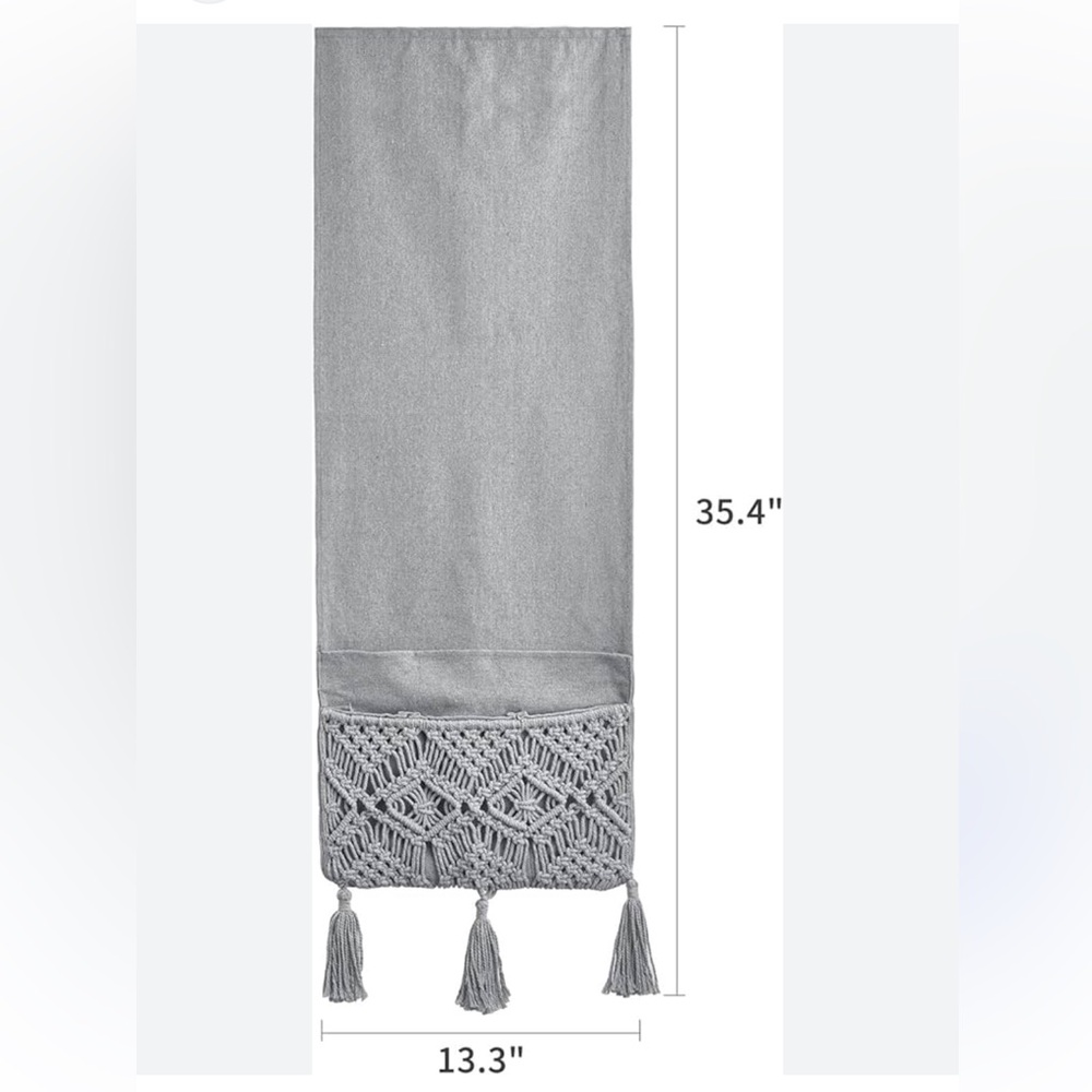 Boho Macrame Couch Storage Organizer Gray Set of Two